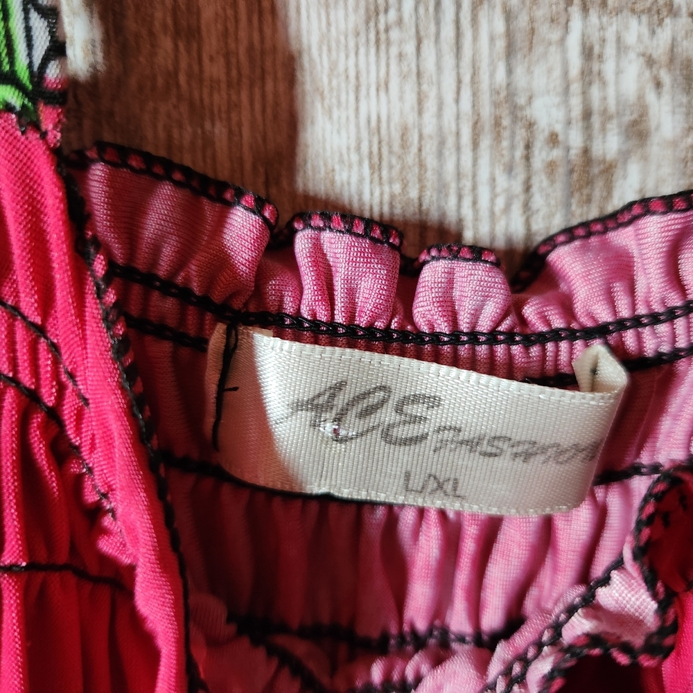 Vibrant Pink and Green Maxi Dress Tank Style Paisley Design - Picture 5 of 6